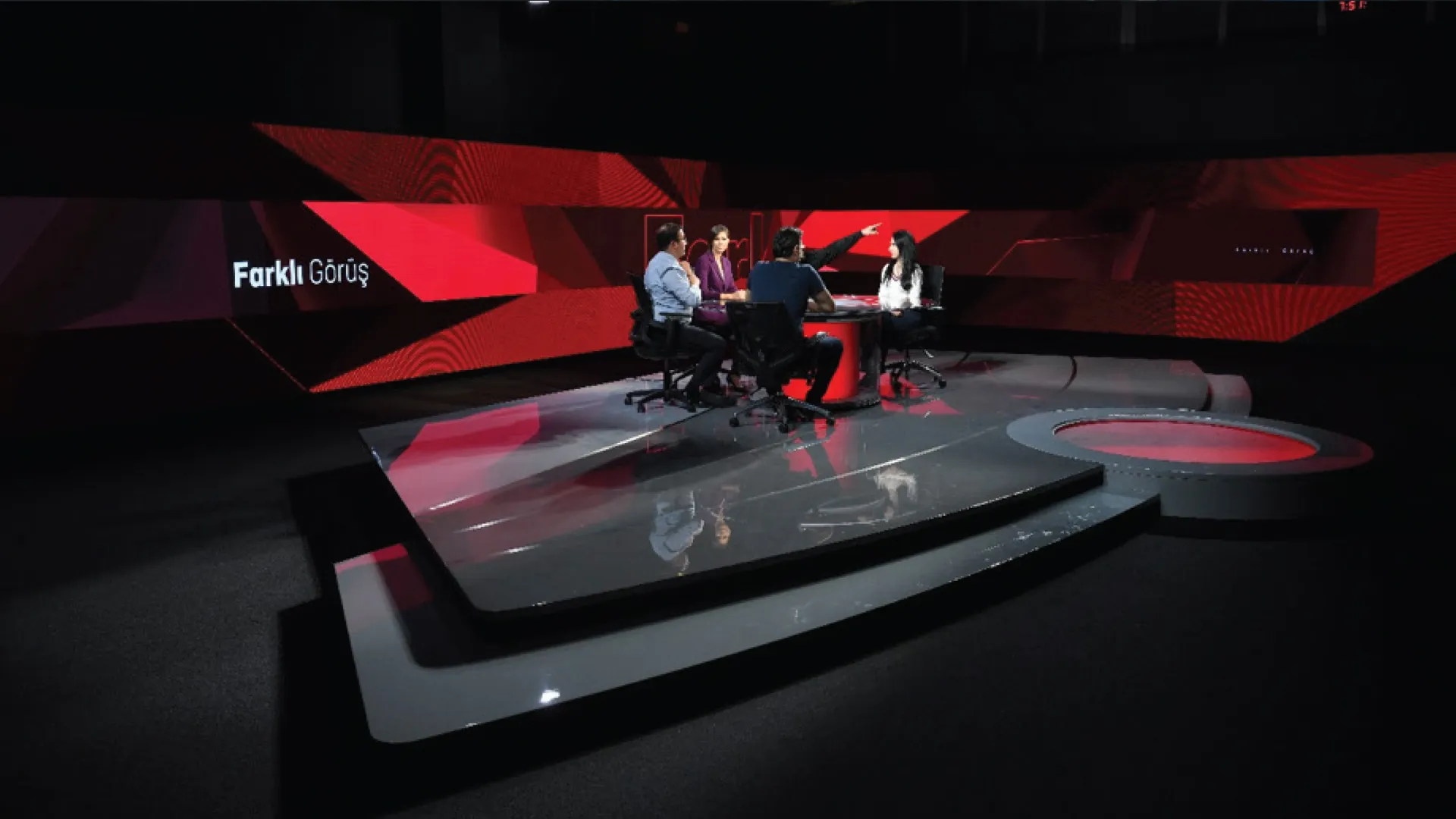 News Studio Design and Video Wall Design V4 for TV News Channel, exemplifying the constituents of News TV Channel Branding work. Design by Levent Coskun