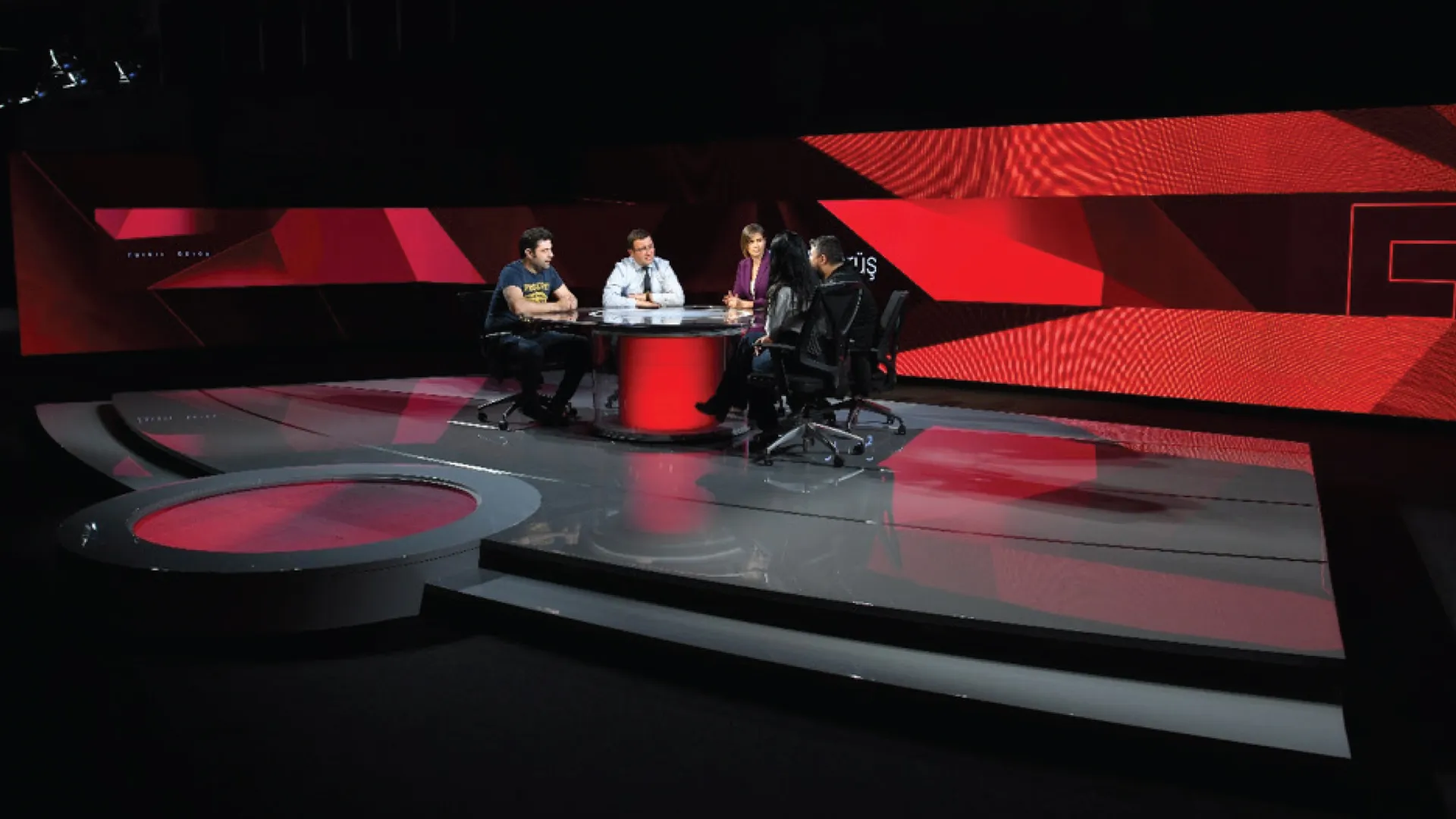 News Studio Design and Video Wall Design V3 for TV News Channel, exemplifying the constituents of News TV Channel Branding work. Design by Levent Coskun